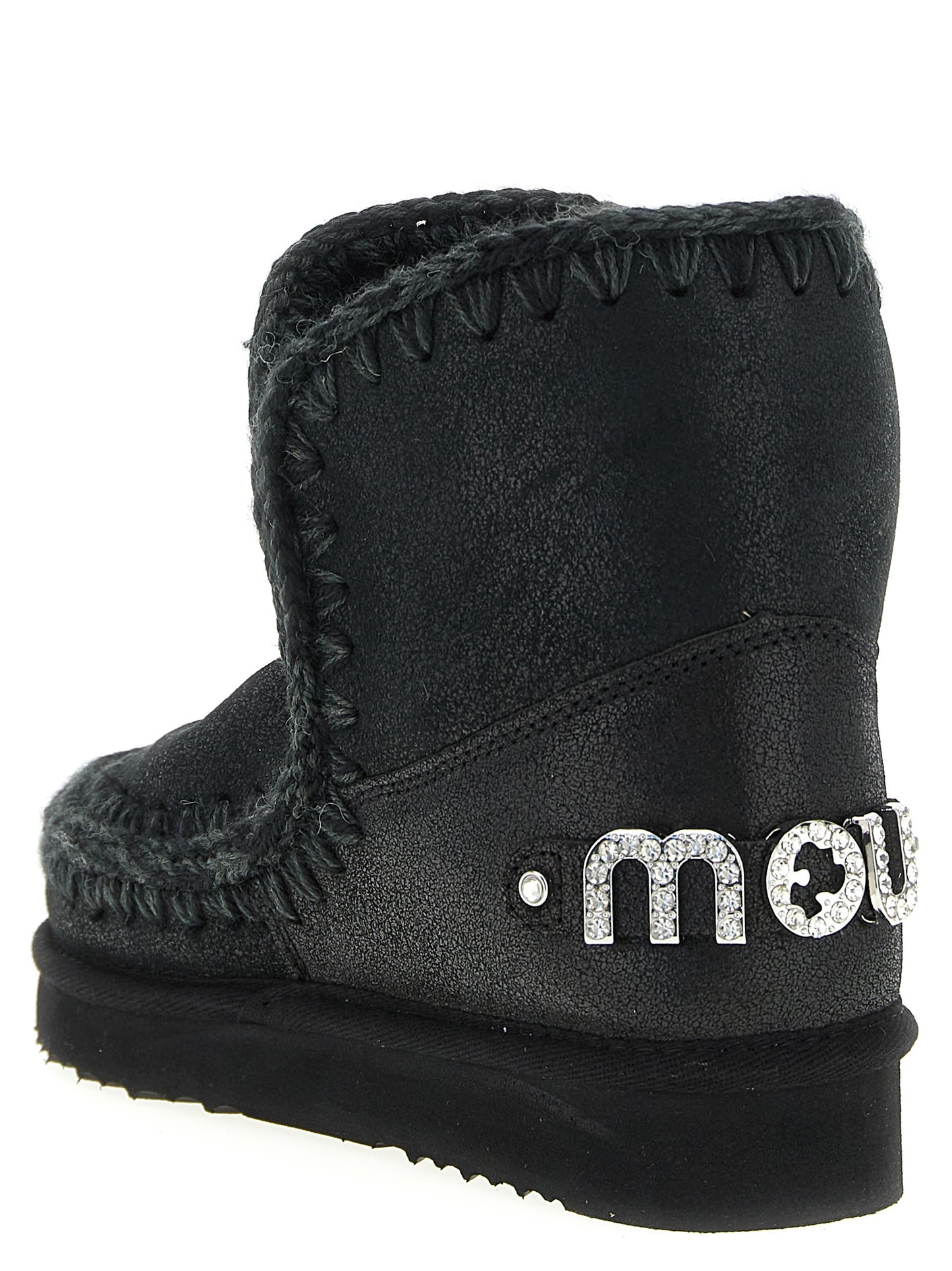 Mou Women's Suede Lamb-Sheep Leather & Fur Ankle Boots - Black