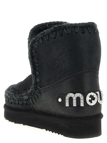 Mou Women's Suede Lamb-Sheep Leather & Fur Ankle Boots - Black