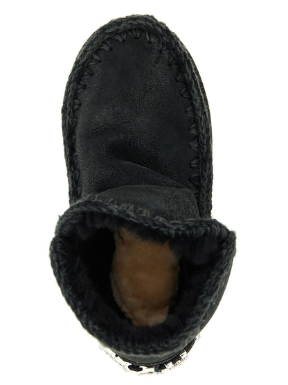 Mou Women's Suede Lamb-Sheep Leather & Fur Ankle Boots - Black