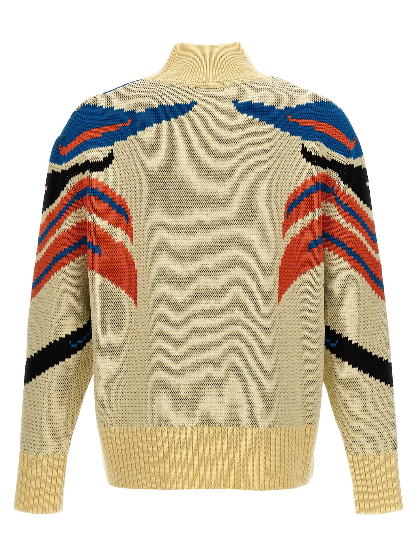 Bluemarble Men's Virgin Wool Cardigan - Multicolor Jacquard