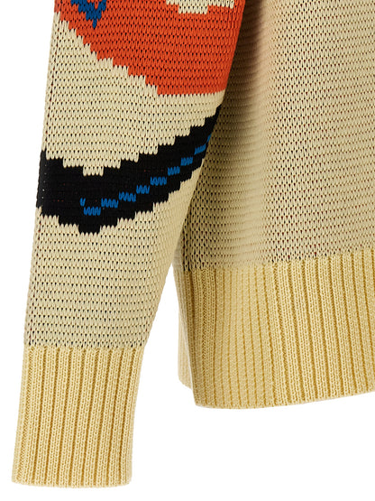 Bluemarble Men's Virgin Wool Cardigan - Multicolor Jacquard