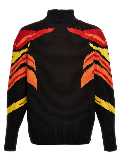 Bluemarble Men's Wool Cardigan - Multicolor Patterned Jacquard