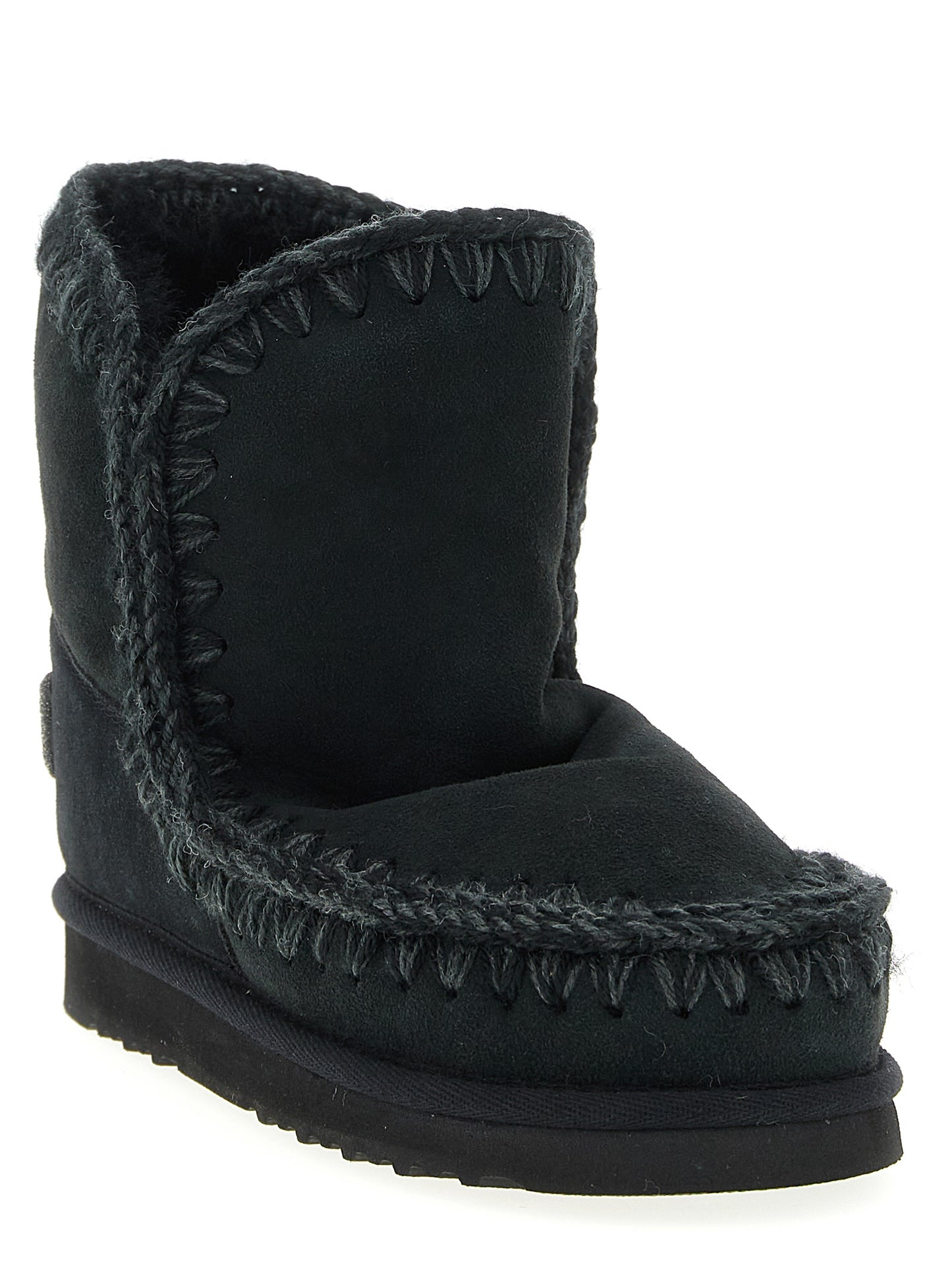 Mou Women's Lambskin Leather & Fur Ankle Winter Boots - Black