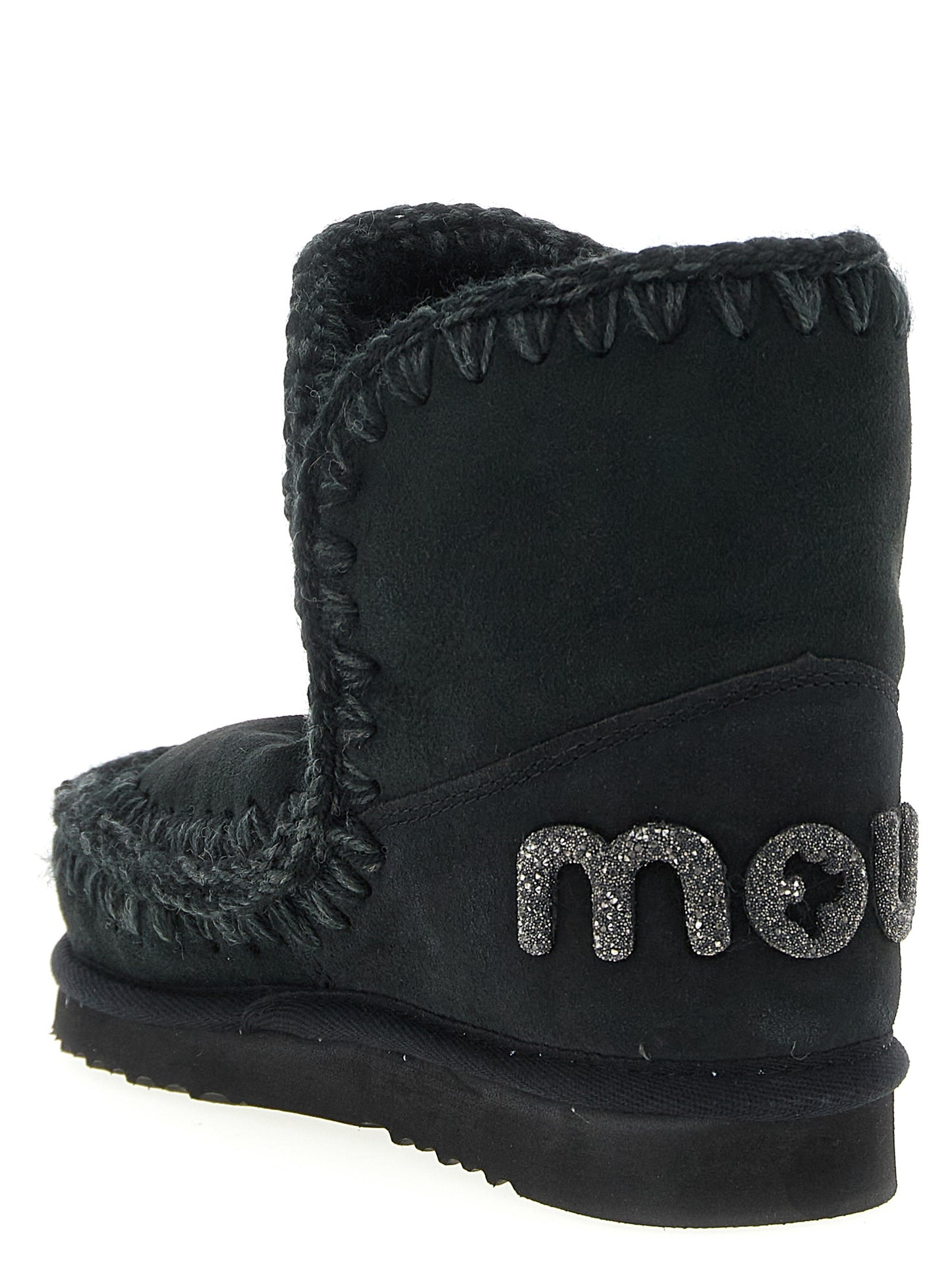 Mou Women's Lambskin Leather & Fur Ankle Winter Boots - Black