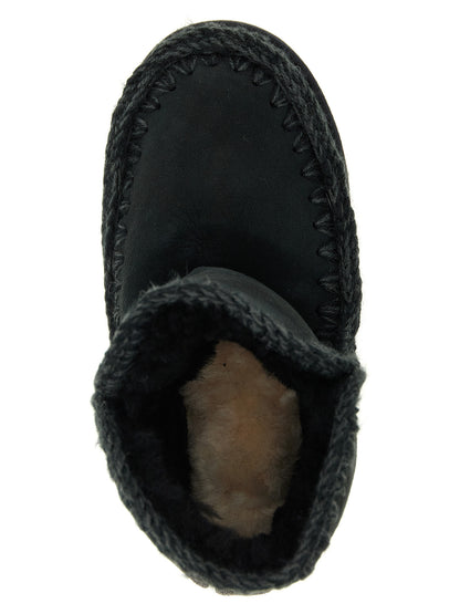 Mou Women's Lambskin Leather & Fur Ankle Winter Boots - Black
