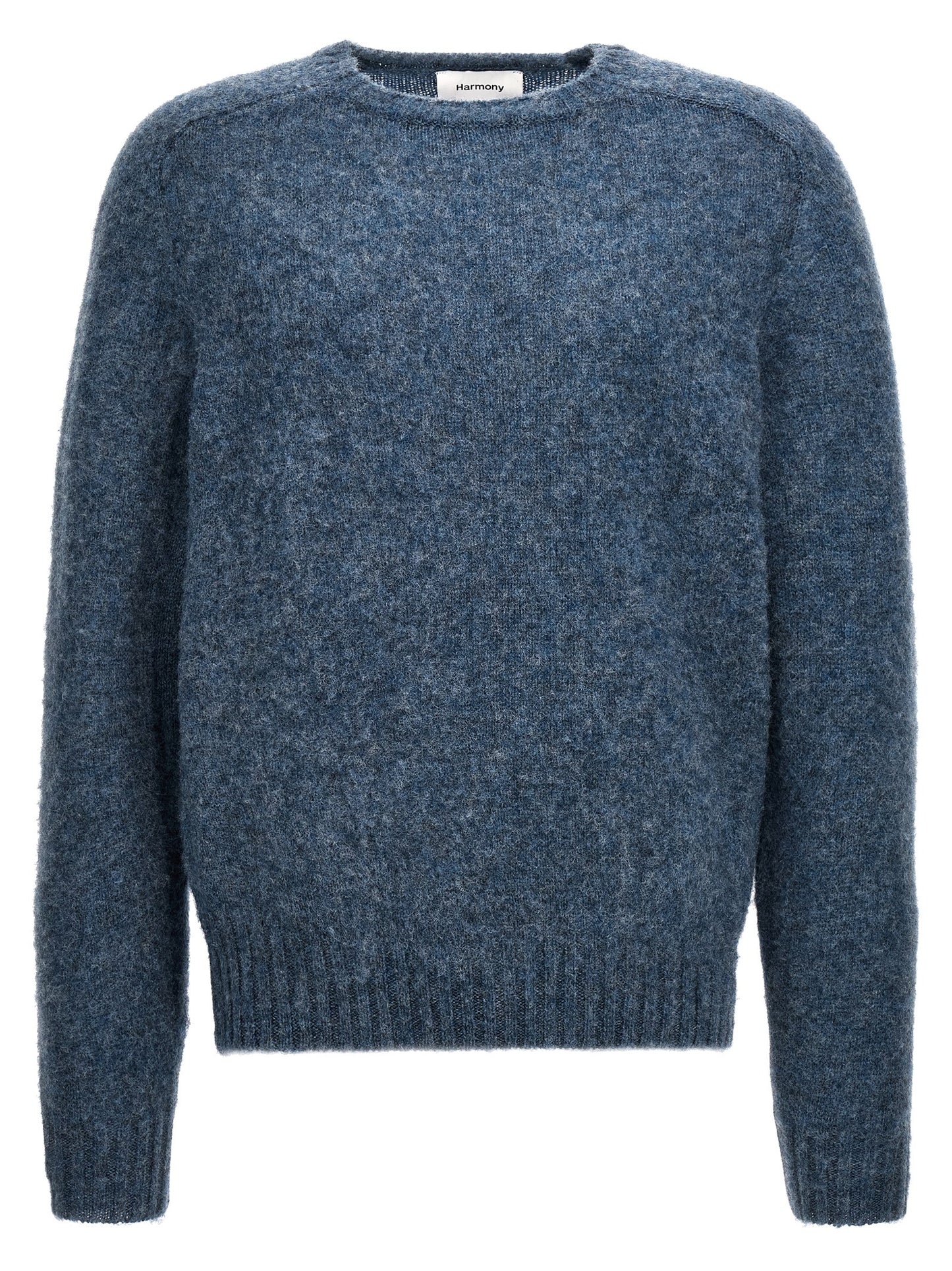 Harmony Men's Crew Neck Wool Cardigan - Light Blue