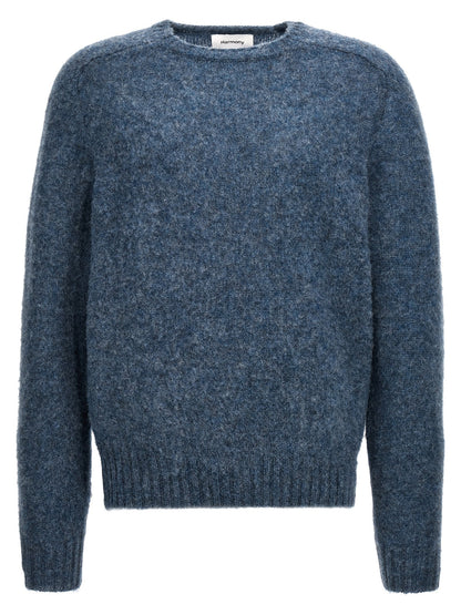 Harmony Men's Crew Neck Wool Cardigan - Light Blue