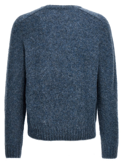 Harmony Men's Crew Neck Wool Cardigan - Light Blue