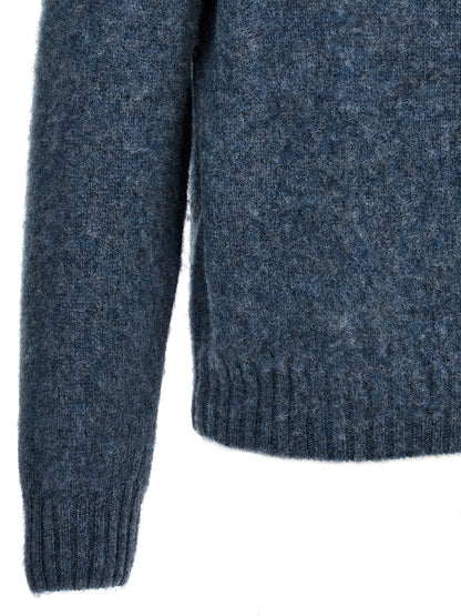 Harmony Men's Crew Neck Wool Cardigan - Light Blue