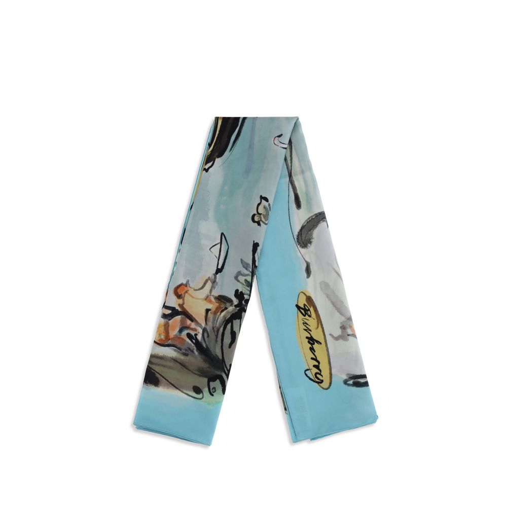 Scarf by Burberry for women in silk multicolor & print features a timeless silhouette, artfully capturing the essence of the timeless Silk Scarf design for a sophisticated look.