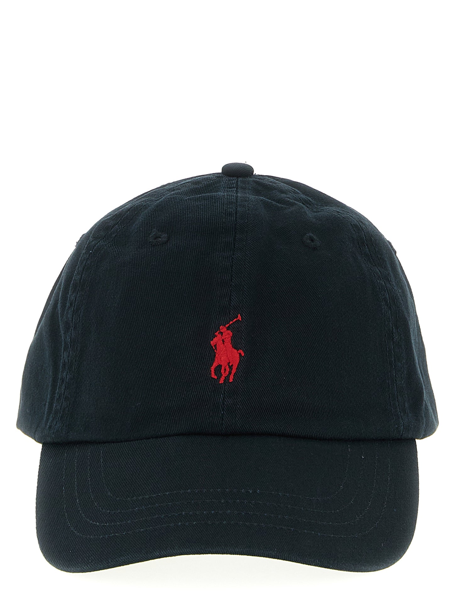 Baseball Cap by Polo Ralph Lauren for men in cotton black features a distinguished silhouette, showcasing the distinguished design of the Cotton Baseball Cap for a sophisticated, elevated look.