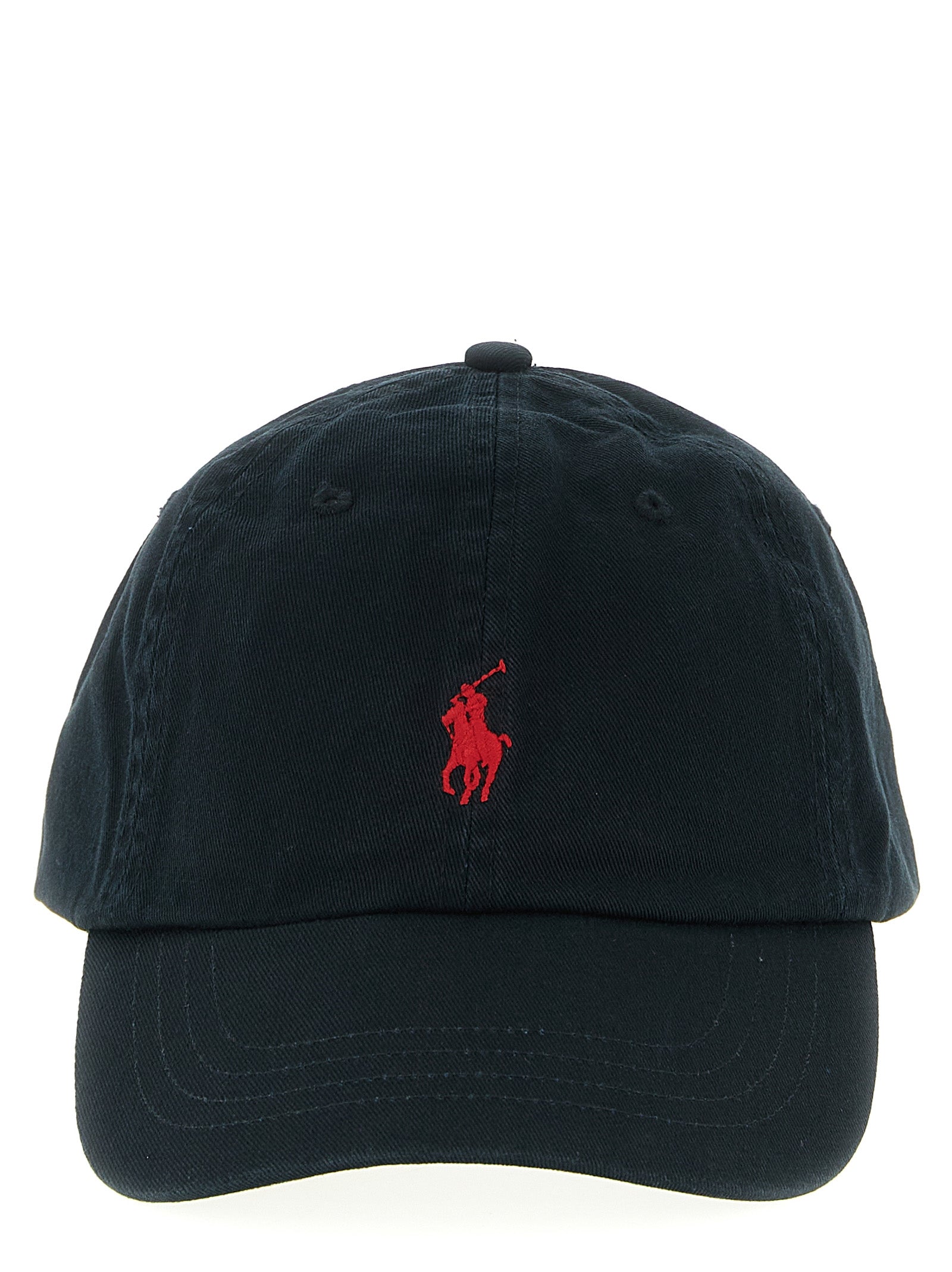 Baseball Cap by Polo Ralph Lauren for men in cotton black features a distinguished silhouette, showcasing the distinguished design of the Cotton Baseball Cap for a sophisticated, elevated look.