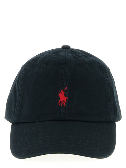 Baseball Cap by Polo Ralph Lauren for men in cotton black features a distinguished silhouette, showcasing the distinguished design of the Cotton Baseball Cap for a sophisticated, elevated look.