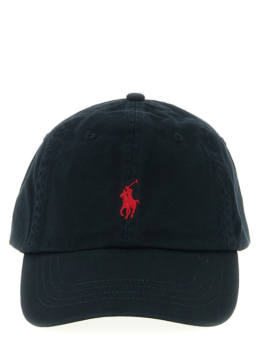 Baseball Cap by Polo Ralph Lauren for men in cotton black features a distinguished silhouette, showcasing the distinguished design of the Cotton Baseball Cap for a sophisticated, elevated look.