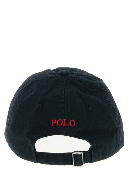 Baseball Cap by Polo Ralph Lauren for men in cotton black presents a statuesque silhouette, artfully capturing the essence of the statuesque Cotton Baseball Cap design for a sophisticated look.
