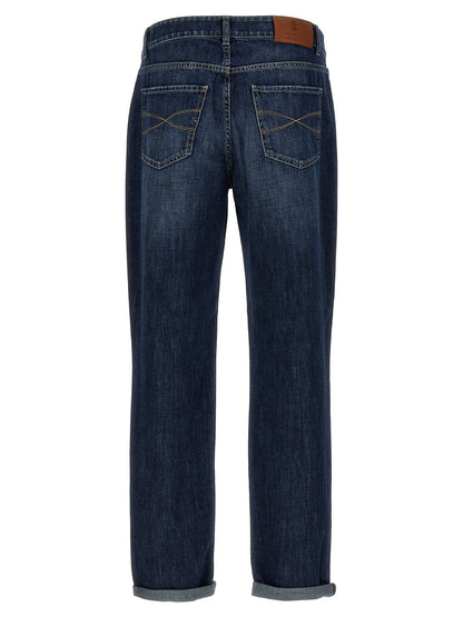 Brunello Cucinelli Blue Cotton Straight-Leg Jeans