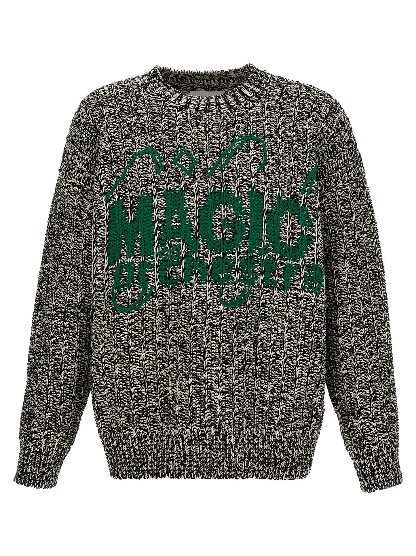 Jil Sander Men's Crew Neck Wool Cotton & Polyamide Cardigan - Multicolor Jacquard