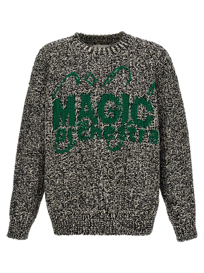 Jil Sander Men's Crew Neck Wool Cotton & Polyamide Cardigan - Multicolor Jacquard