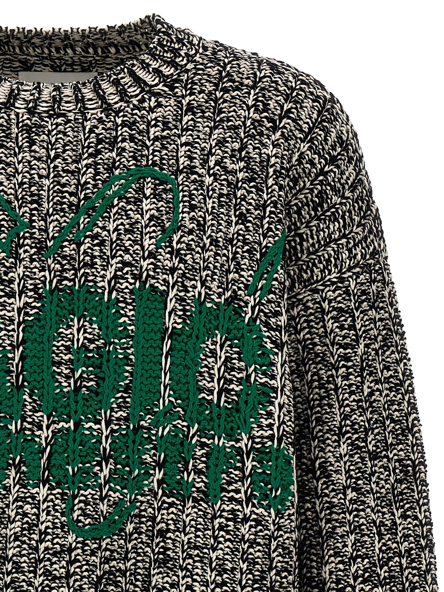 Jil Sander Men's Crew Neck Wool Cotton & Polyamide Cardigan - Multicolor Jacquard