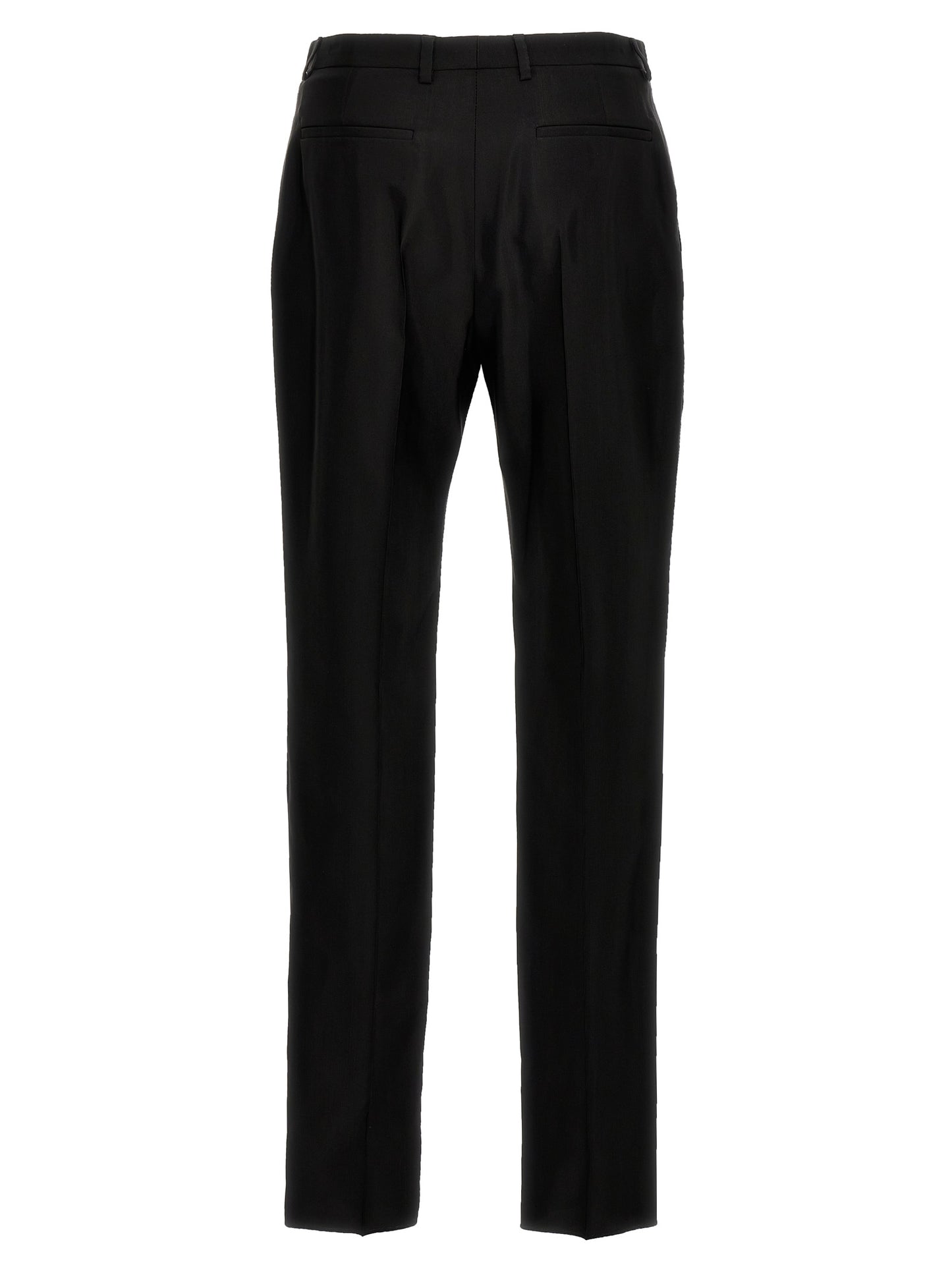 Saint Laurent Men's Straight Leg High Rise Wool & Acetate Trousers - Black