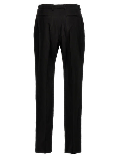 Saint Laurent Men's Straight Leg High Rise Wool & Acetate Trousers - Black