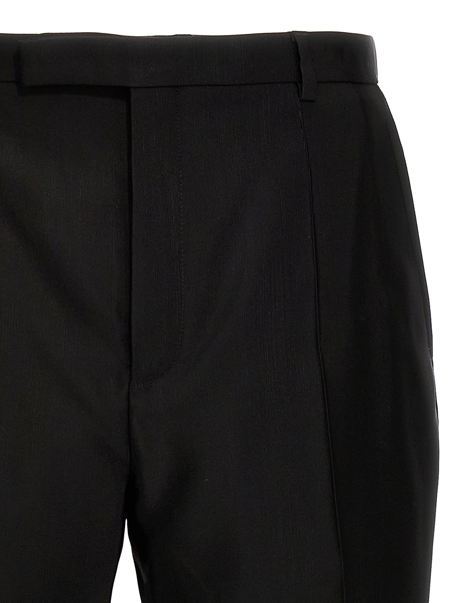 Saint Laurent Men's Straight Leg High Rise Wool & Acetate Trousers - Black