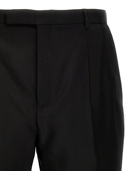Saint Laurent Men's Straight Leg High Rise Wool & Acetate Trousers - Black