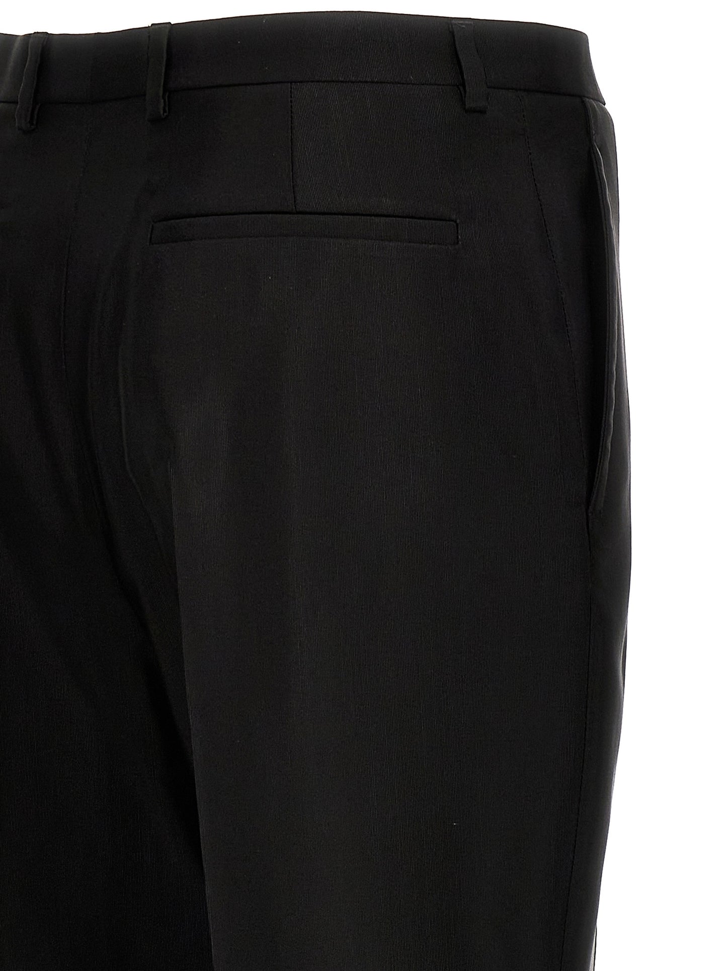 Saint Laurent Men's Straight Leg High Rise Wool & Acetate Trousers - Black
