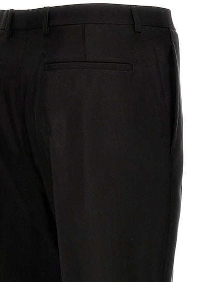 Saint Laurent Men's Straight Leg High Rise Wool & Acetate Trousers - Black