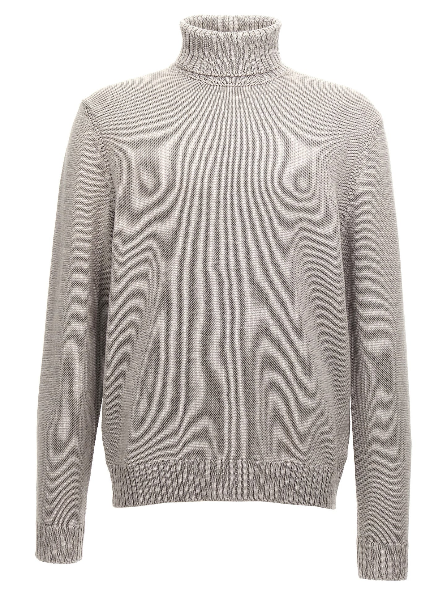 ZANONE Men's Turtleneck Virgin Wool Cardigan - Gray