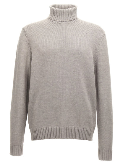 ZANONE Men's Turtleneck Virgin Wool Cardigan - Gray