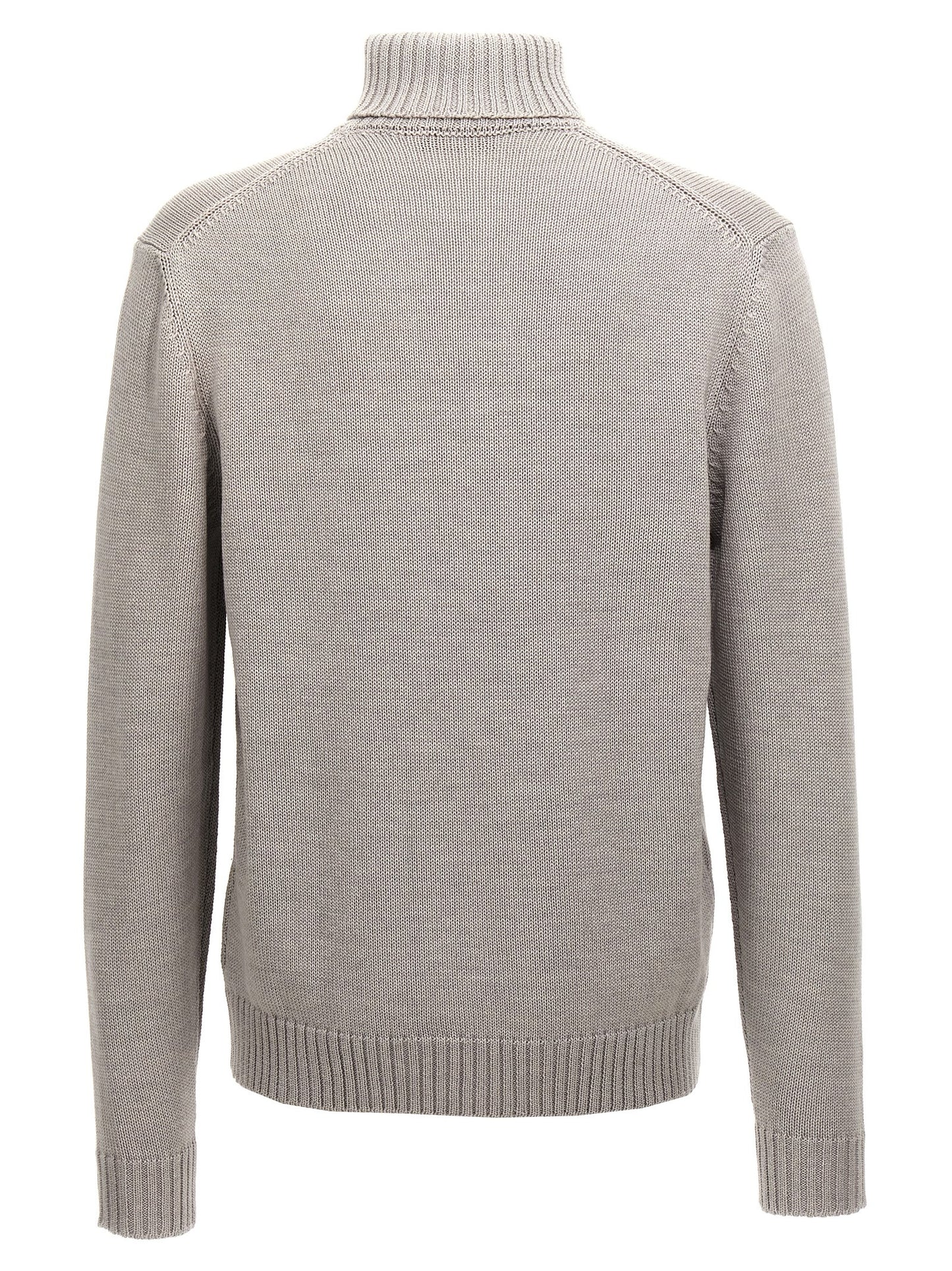 ZANONE Men's Turtleneck Virgin Wool Cardigan - Gray