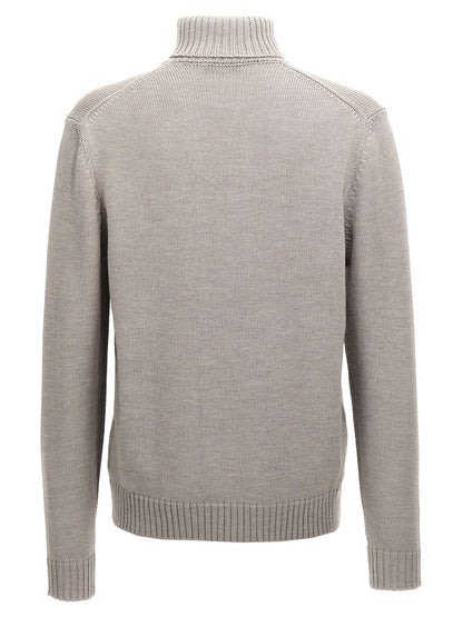 ZANONE Men's Turtleneck Virgin Wool Cardigan - Gray