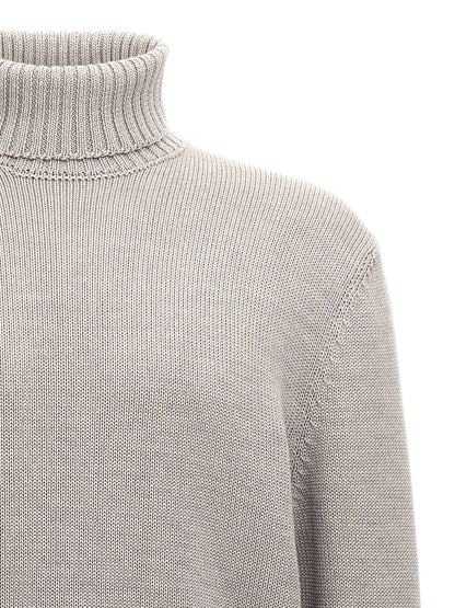 ZANONE Men's Turtleneck Virgin Wool Cardigan - Gray