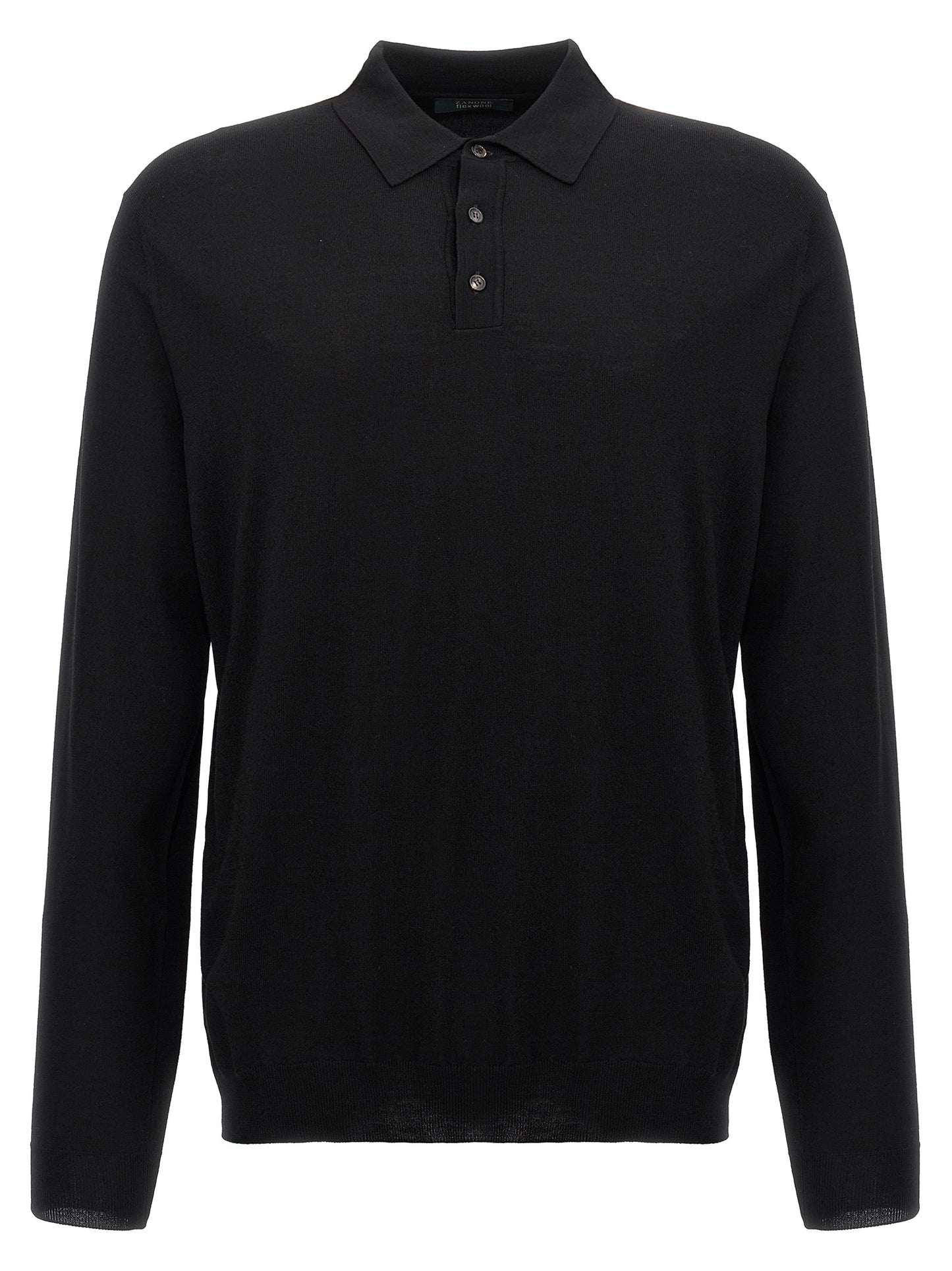 ZANONE Essence Men's Plush Polyamide & Virgin Wool Polo Shirt - Black