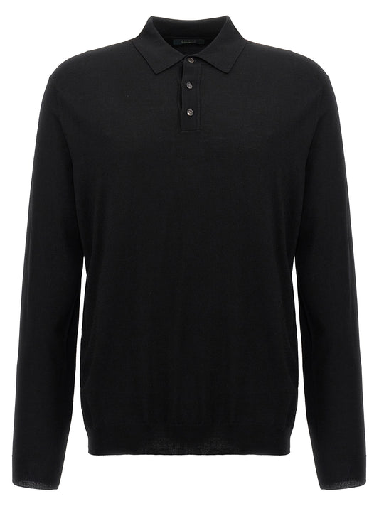 Polo Shirt by ZANONE for men in plush polyamide & virgin wool black presents a sleek silhouette, featuring a refined and for a sleek finish.