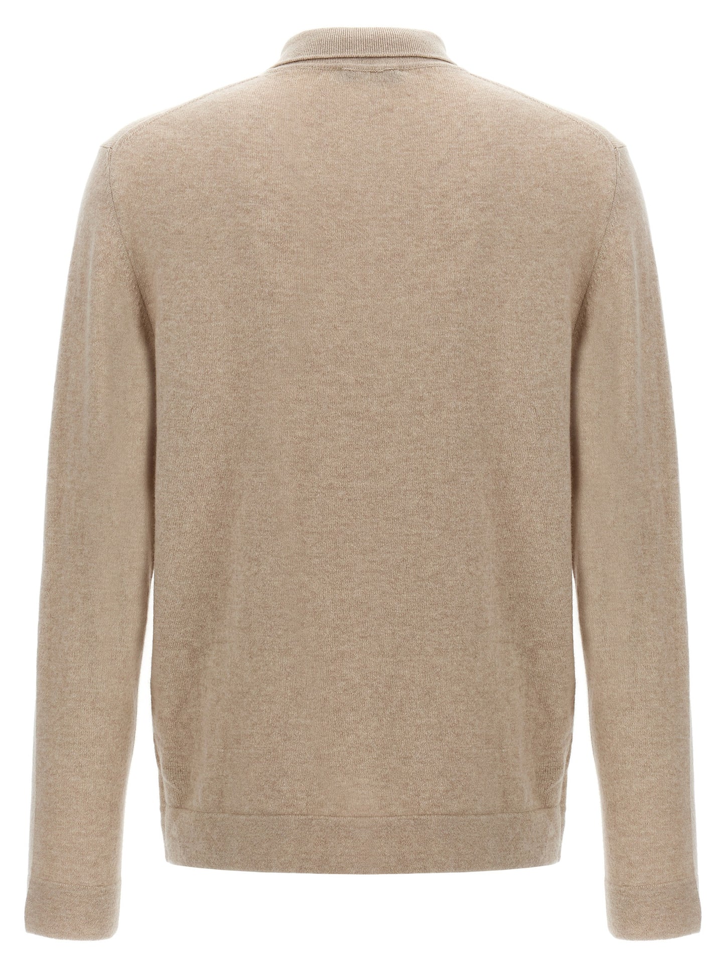 ZANONE Men's Long-Sleeve Cashmere Virgin Wool Polo Shirt - Beige