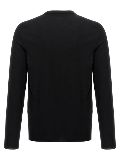 ZANONE Men's Crew Neck Polyamide & Virgin Wool Cardigan - Black