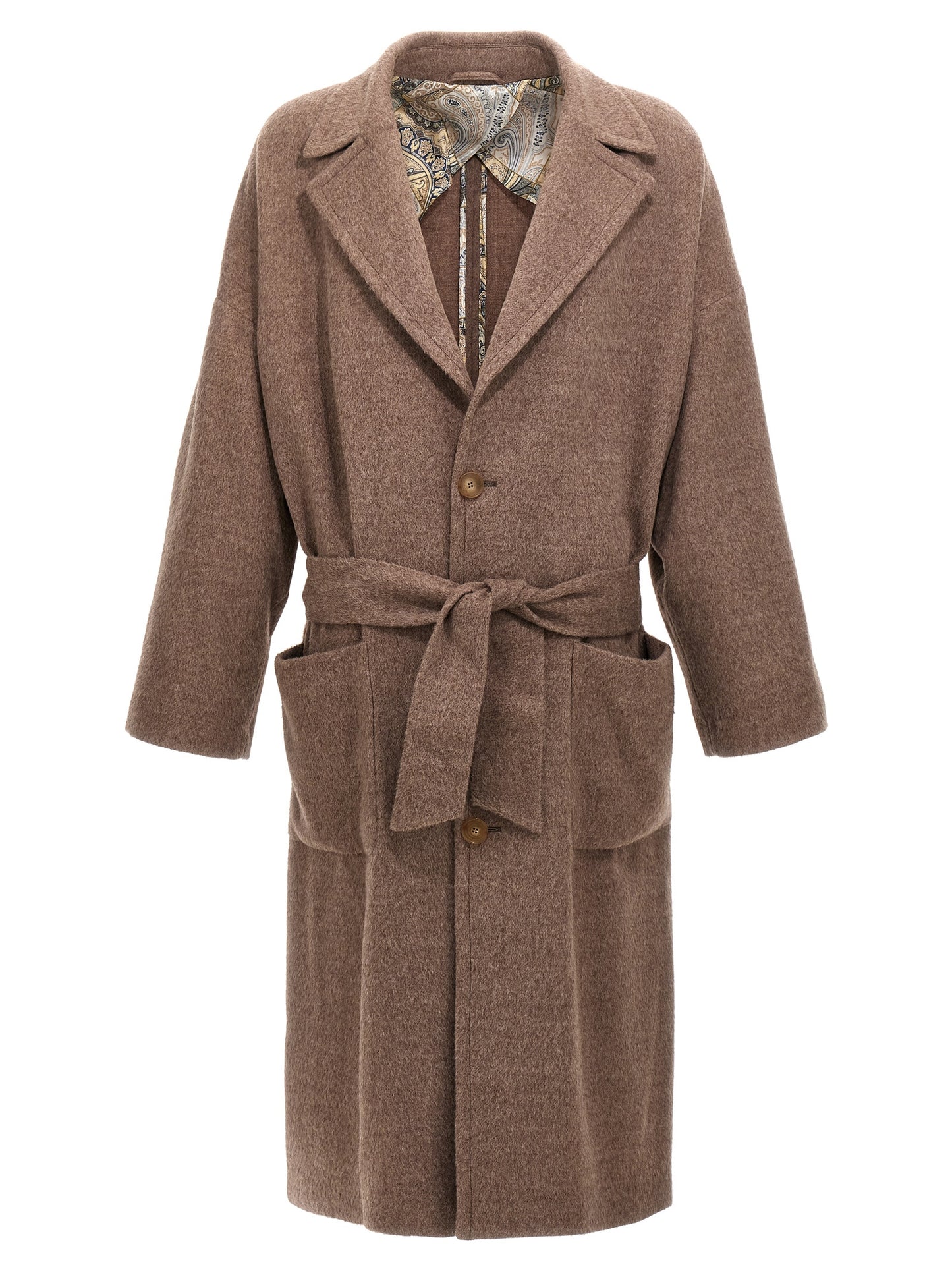 Etro Men's Single Breasted Wool Trench Coat - Beige