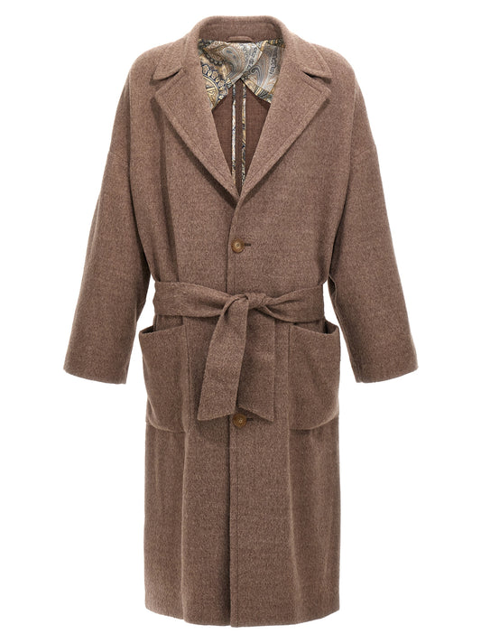 Trench Coat by Etro for men in wool beige showcases a contemporary silhouette, detailed with a contemporary single-breasted neckline and distinctive lightweight & pockets for a truly contemporary finish.