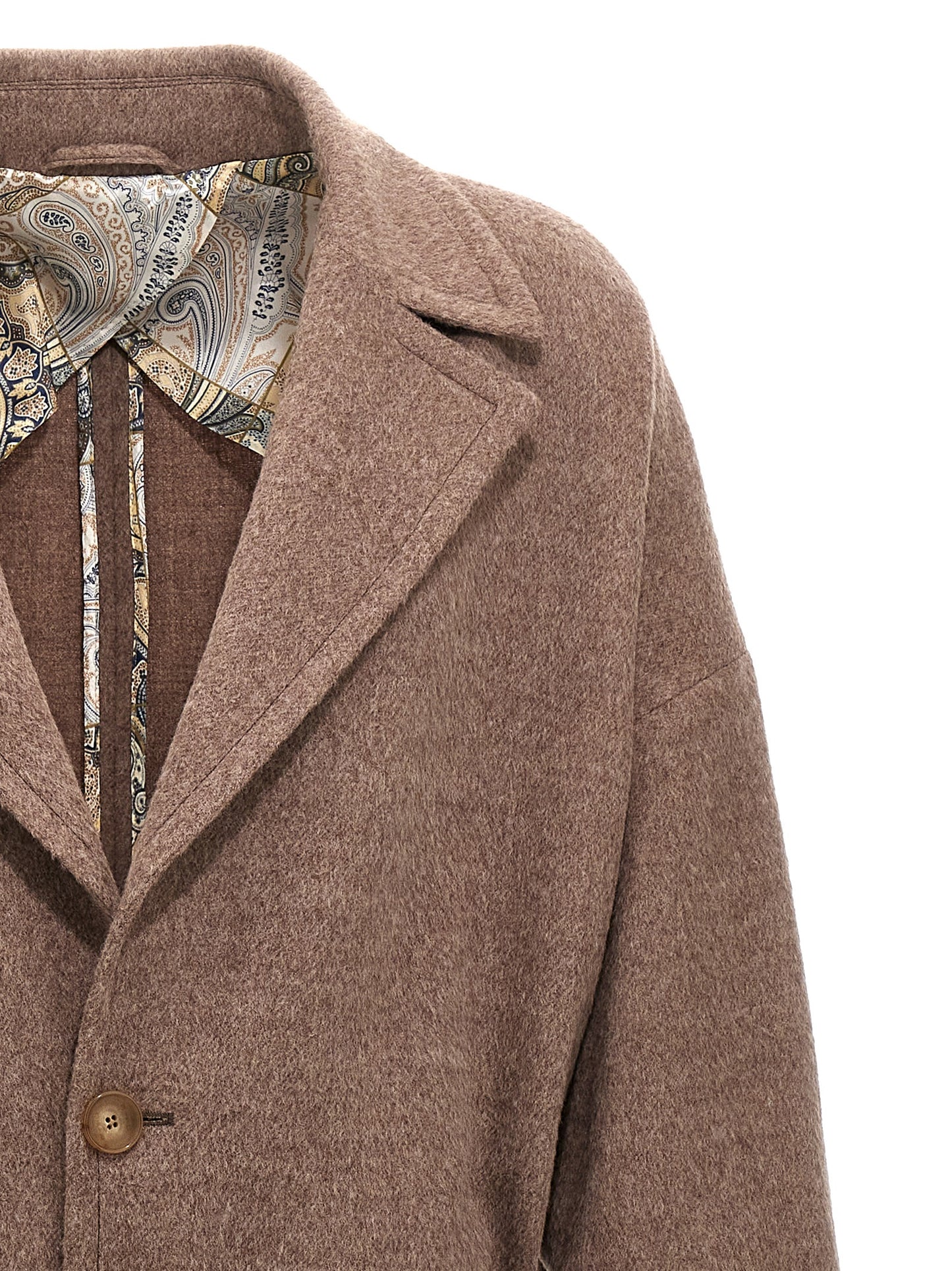 Etro Men's Single Breasted Wool Trench Coat - Beige
