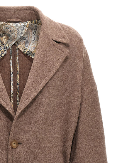 Etro Men's Single Breasted Wool Trench Coat - Beige