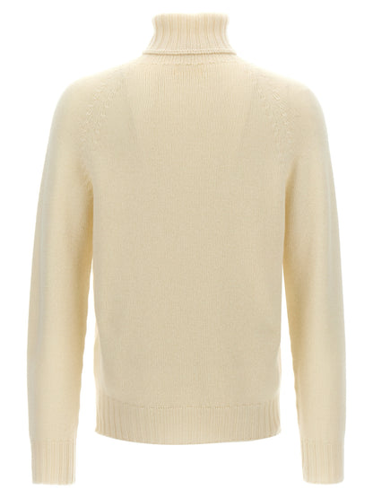 MA'RY'YA The Blend Men's Turtleneck Cashmere Silk & Modacrylic Cardigan - White