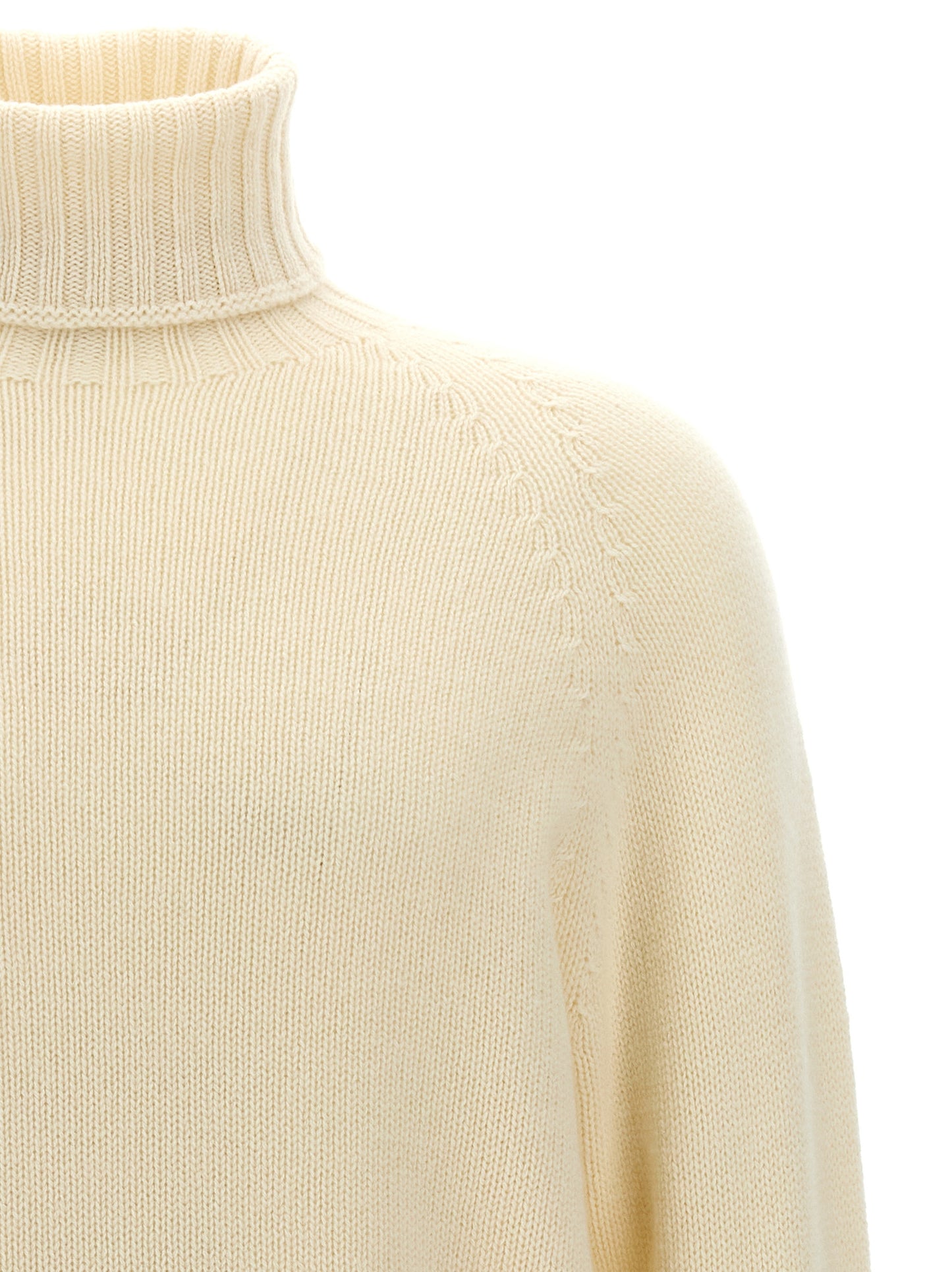 MA'RY'YA The Blend Men's Turtleneck Cashmere Silk & Modacrylic Cardigan - White