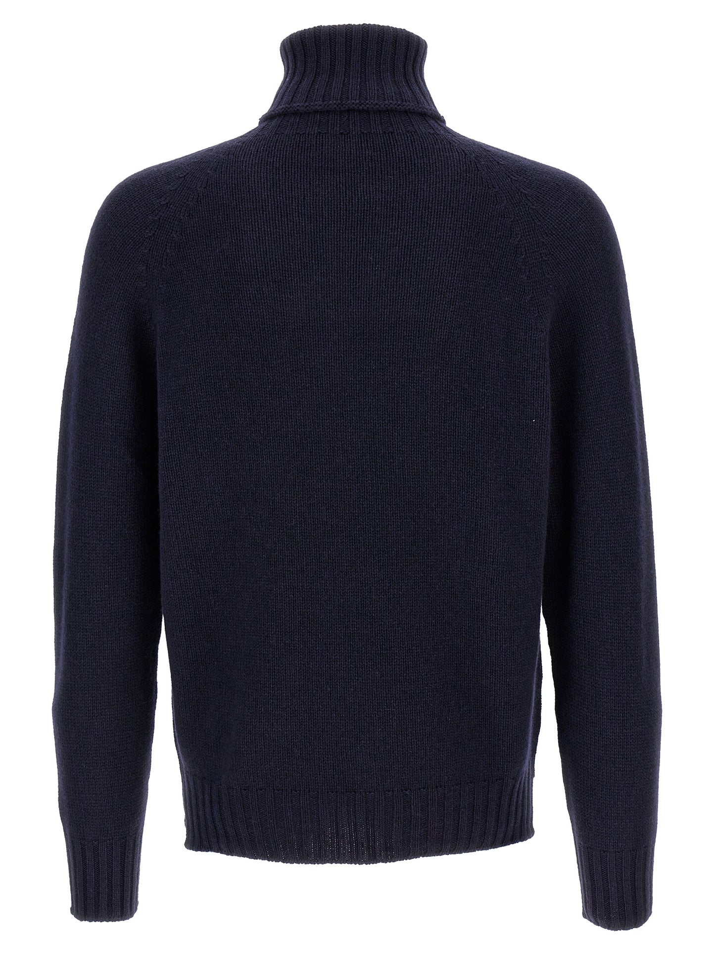 MA'RY'YA Men's Turtleneck Cashmere Silk & Modacrylic Cardigan - Blue