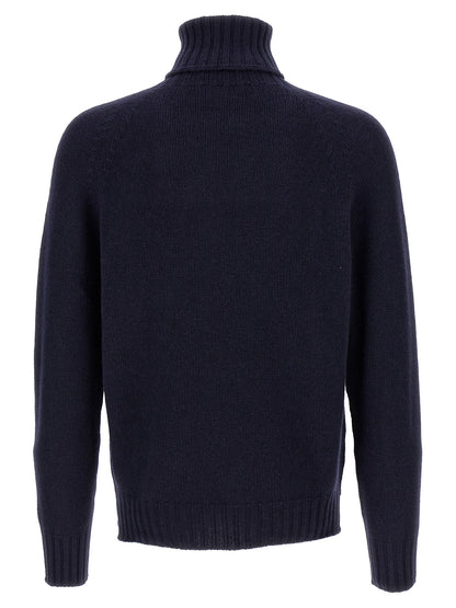 MA'RY'YA Men's Turtleneck Cashmere Silk & Modacrylic Cardigan - Blue