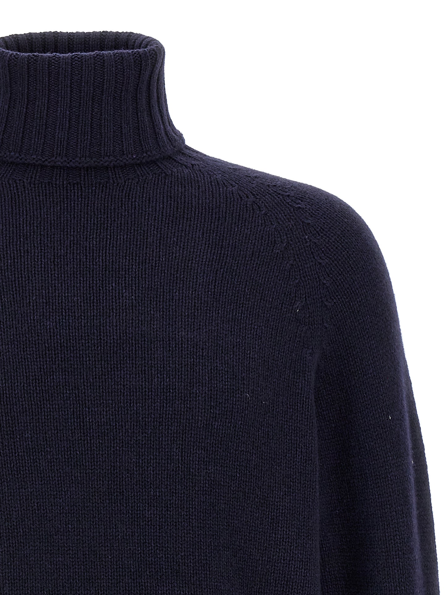 MA'RY'YA Men's Turtleneck Cashmere Silk & Modacrylic Cardigan - Blue