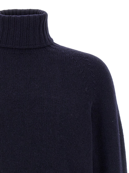 MA'RY'YA Men's Turtleneck Cashmere Silk & Modacrylic Cardigan - Blue