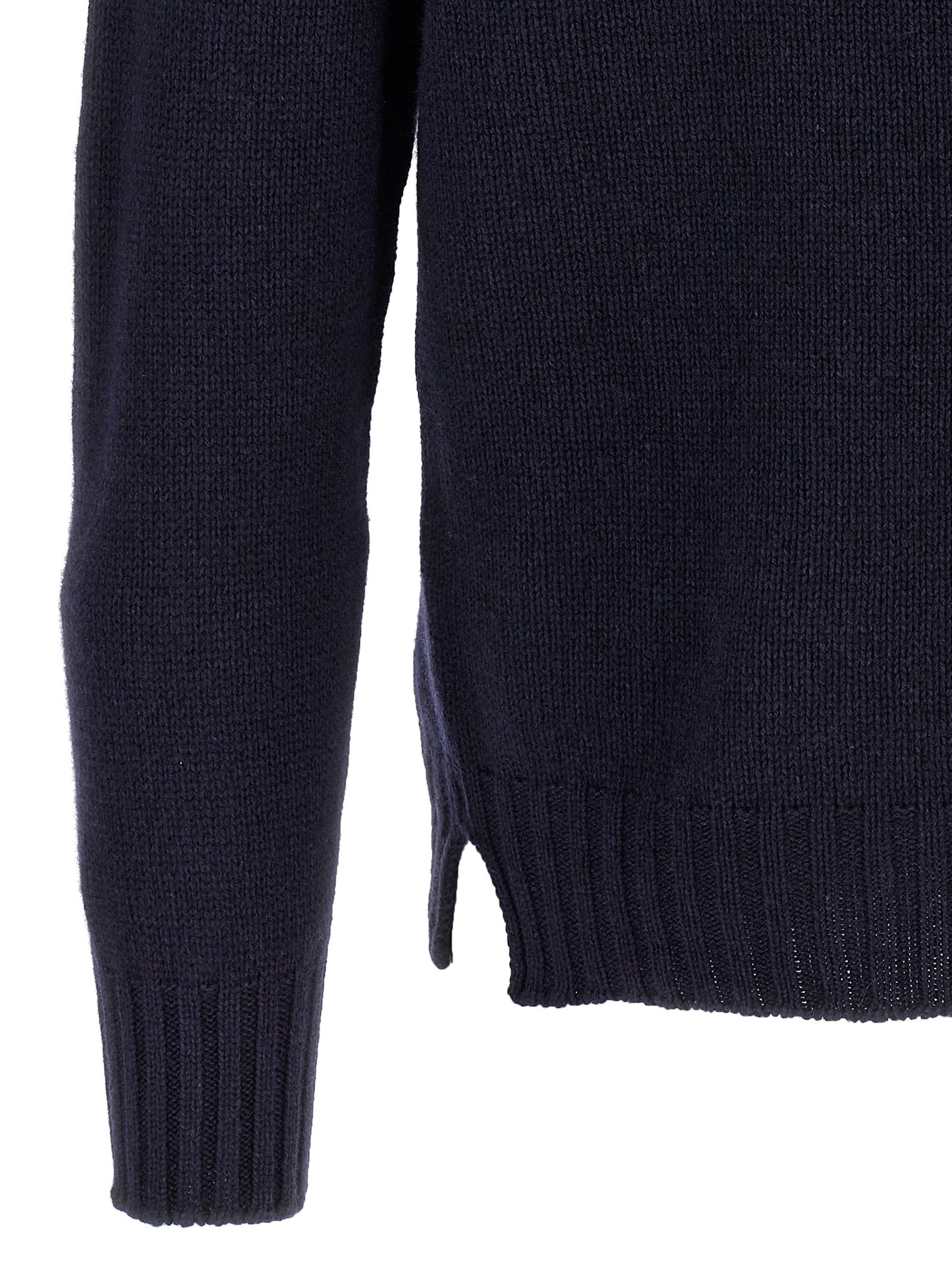 MA'RY'YA Men's Turtleneck Cashmere Silk & Modacrylic Cardigan - Blue