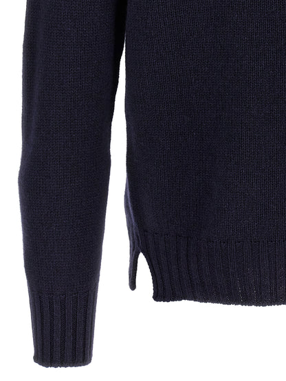 MA'RY'YA Men's Turtleneck Cashmere Silk & Modacrylic Cardigan - Blue